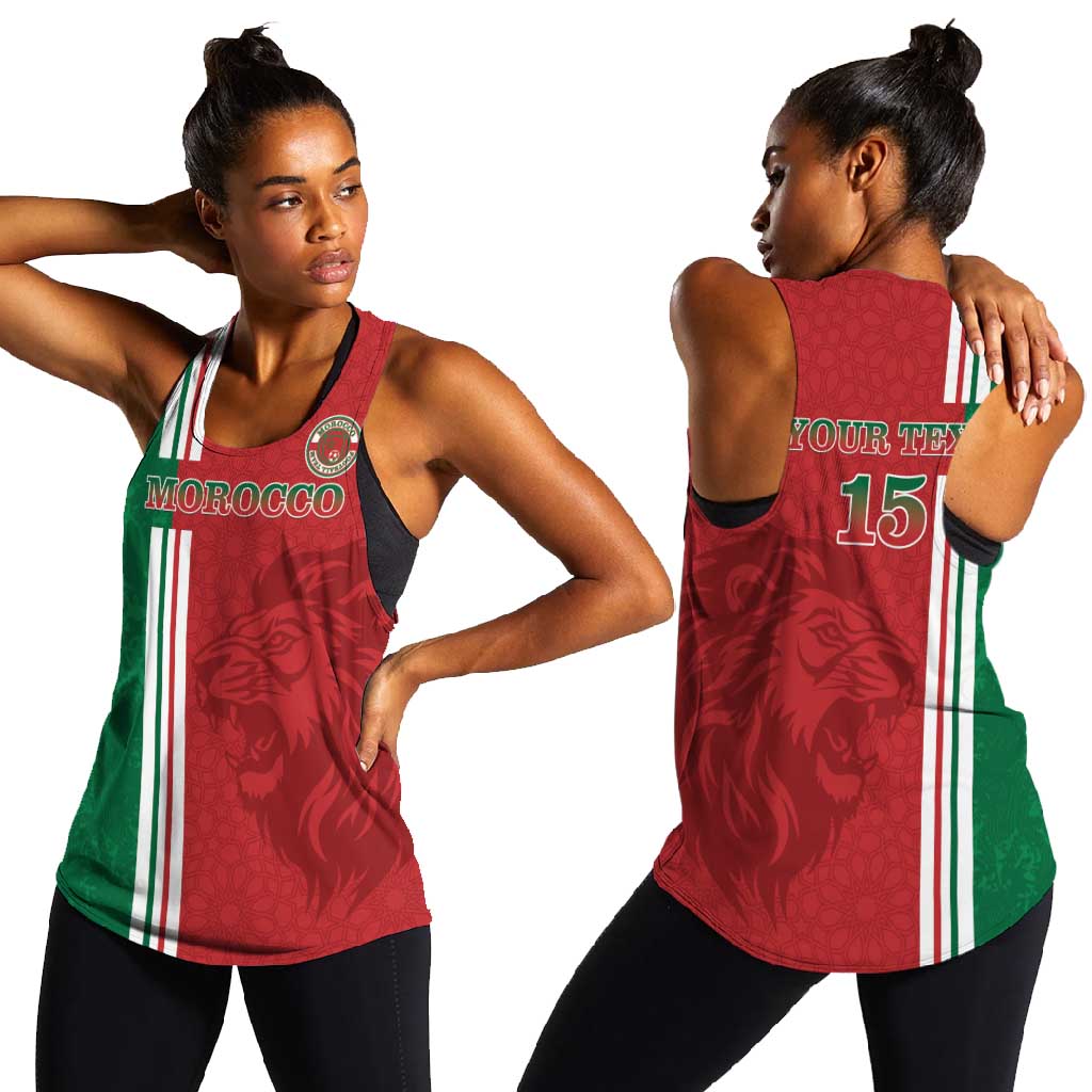 Custom Afro Morocco Football Women Racerback Tank With Islamic Pattern