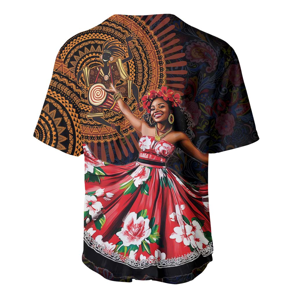 Ladies Sega Dance Baseball Jersey Paisley Mix African Pattern