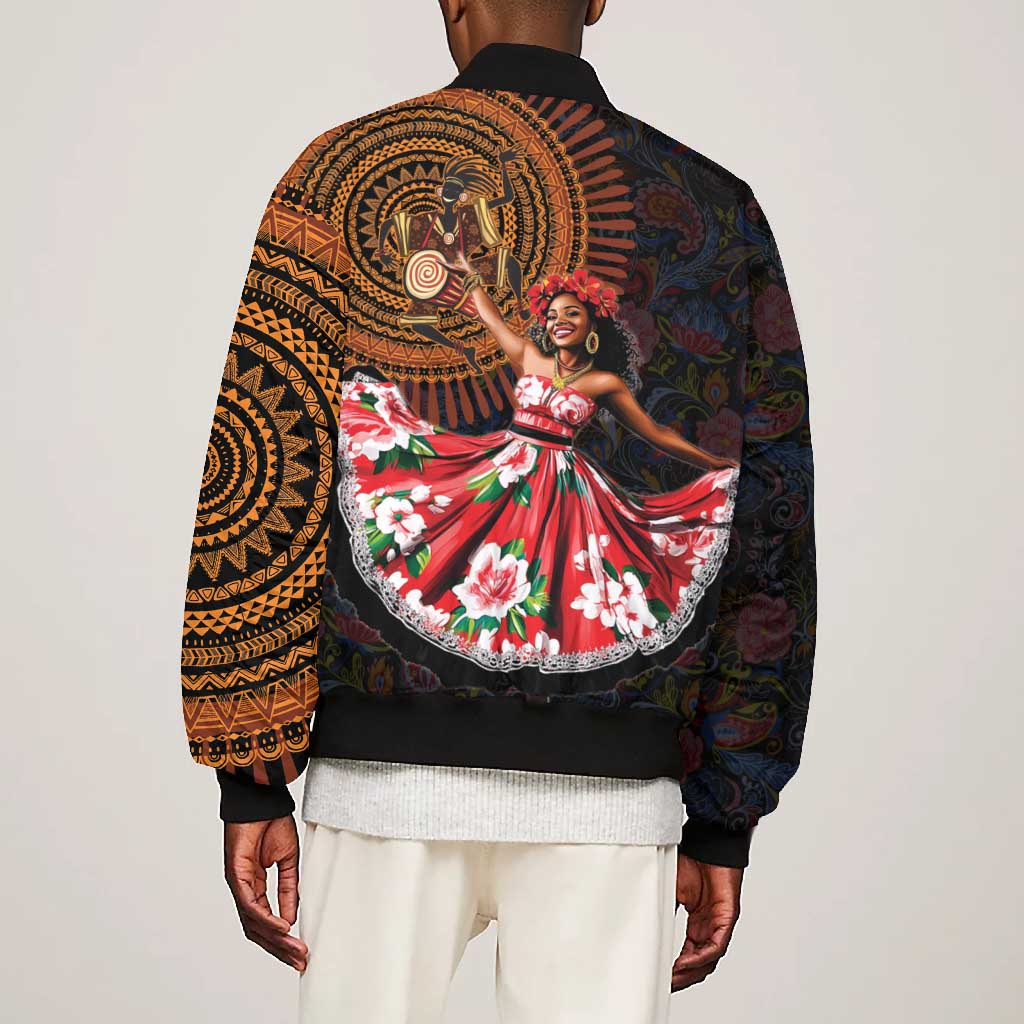 Ladies Sega Dance Bomber Jacket Paisley Mix African Pattern