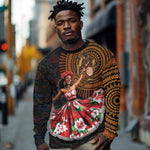 Ladies Sega Dance Long Sleeve Shirt Paisley Mix African Pattern