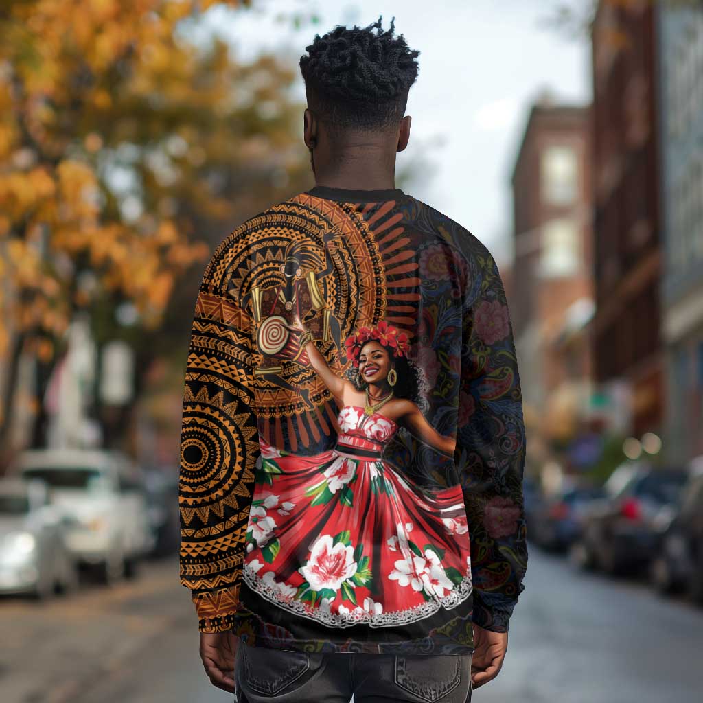 Ladies Sega Dance Long Sleeve Shirt Paisley Mix African Pattern