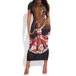 Ladies Sega Dance Short Sleeve Bodycon Dress Paisley Mix African Pattern LT15