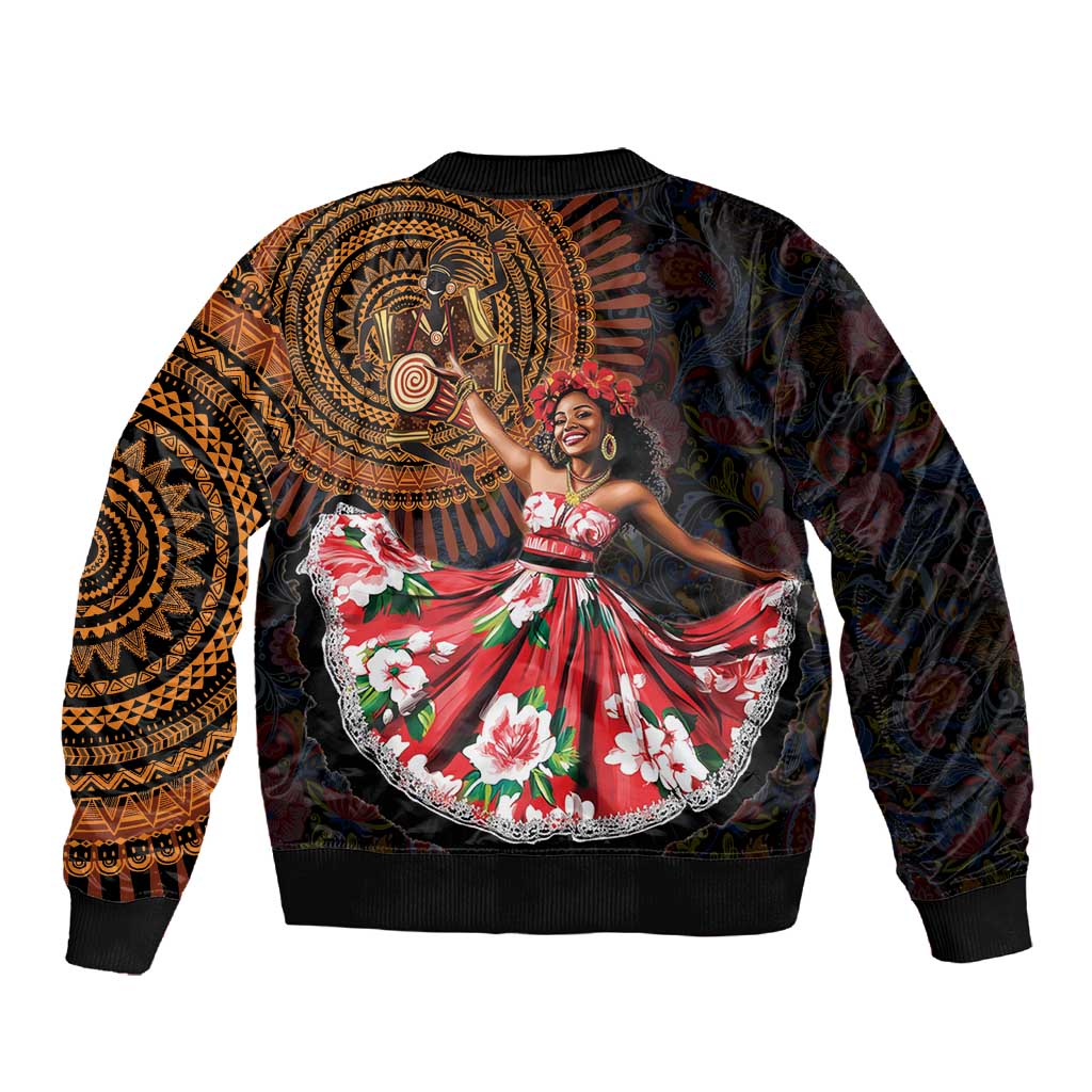Ladies Sega Dance Sleeve Zip Bomber Jacket Paisley Mix African Pattern