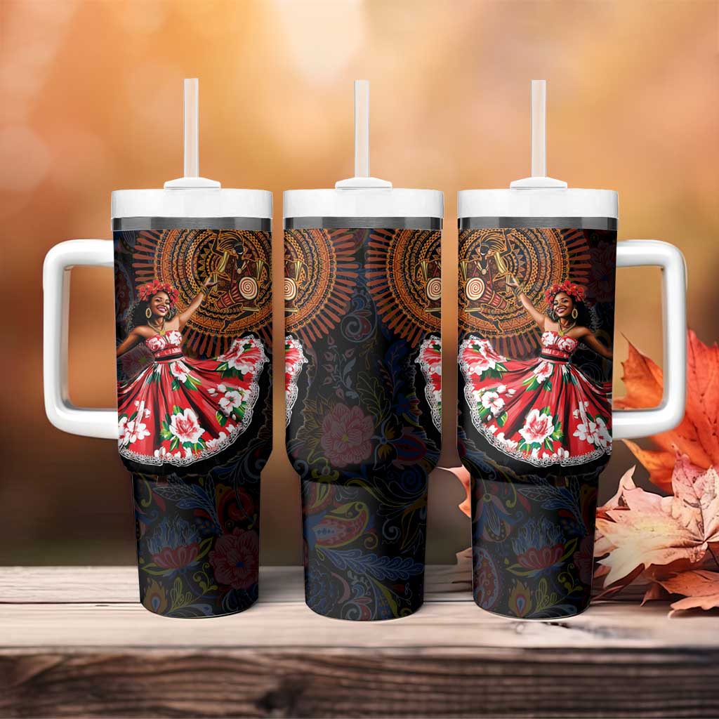 Ladies Sega Dance Tumbler With Handle Paisley Mix African Pattern