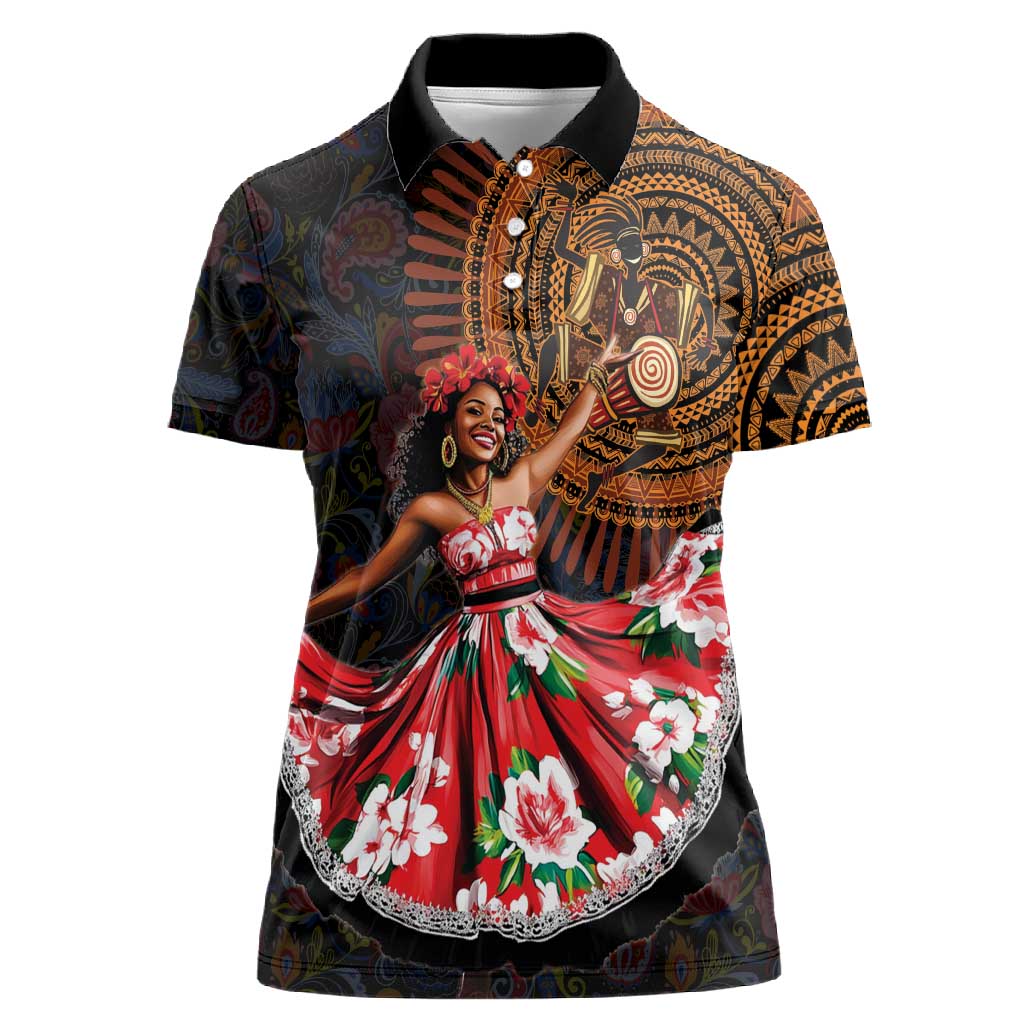 Ladies Sega Dance Women Polo Shirt Paisley Mix African Pattern