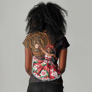 Ladies Sega Dance Women V-Neck T-Shirt Paisley Mix African Pattern