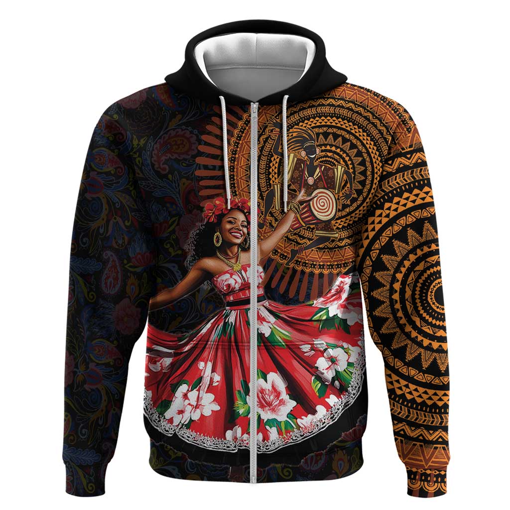Ladies Sega Dance Zip Hoodie Paisley Mix African Pattern