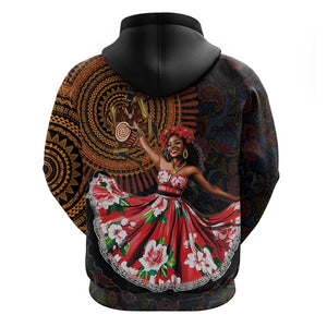 Ladies Sega Dance Zip Hoodie Paisley Mix African Pattern