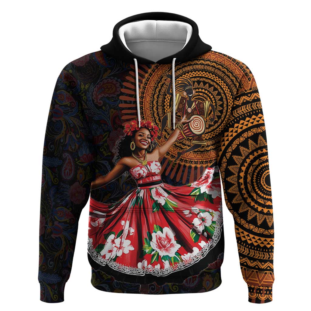 Ladies Sega Dance Zip Hoodie Paisley Mix African Pattern