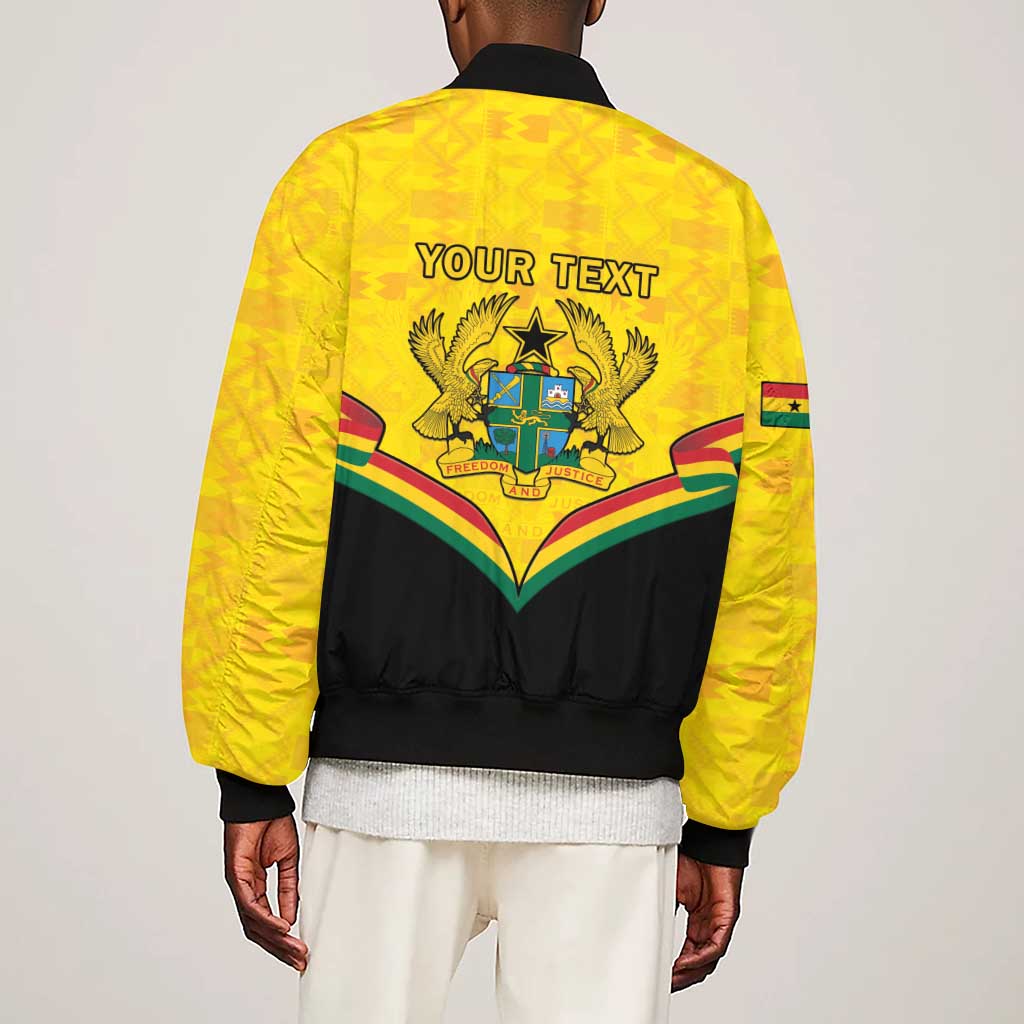 Personalised Afro Ghana Sleeve Zip Bomber Jacket 68th Anniversary Independence