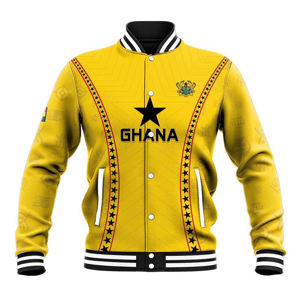 Custom Ghana Football Baseball Jacket Mix Adinkra Pattern