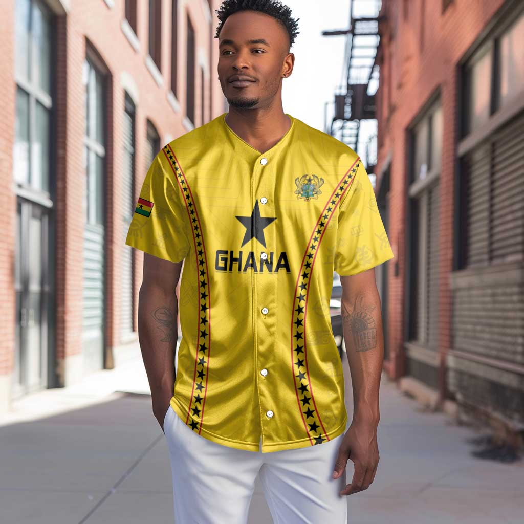 Custom Ghana Football Baseball Jersey Mix Adinkra Pattern