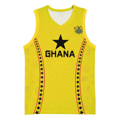 Custom Ghana Football Basketball Jersey Mix Adinkra Pattern LT15