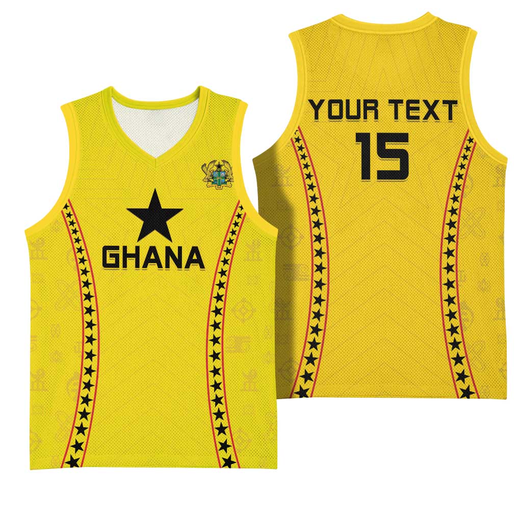 Custom Ghana Football Basketball Jersey Mix Adinkra Pattern LT15
