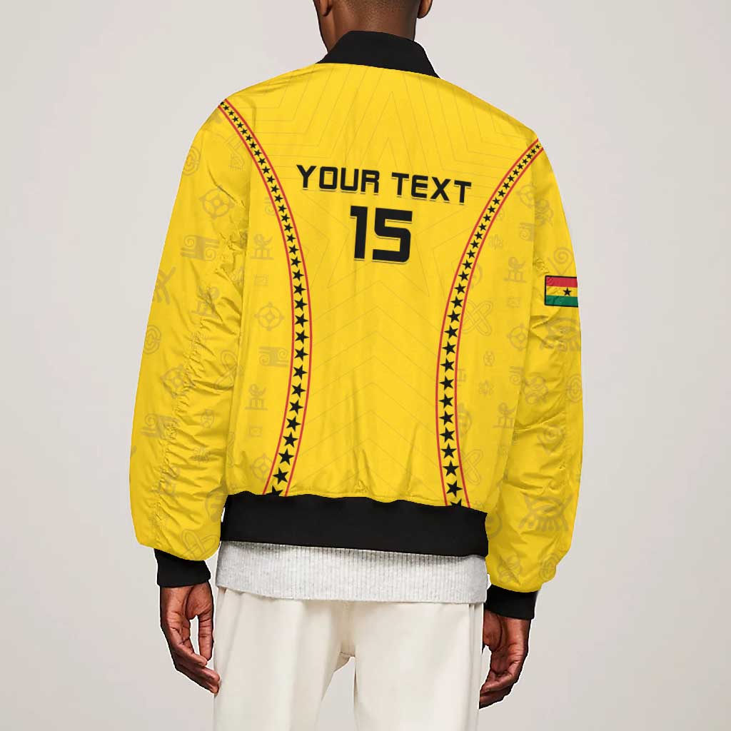 Custom Ghana Football Bomber Jacket Mix Adinkra Pattern