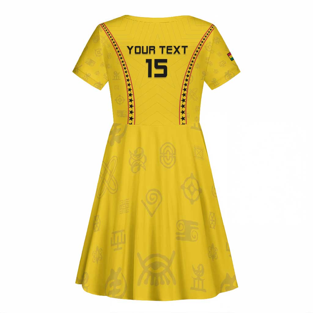 Custom Ghana Football Kid Short Sleeve Dress Mix Adinkra Pattern