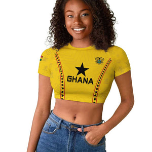 Custom Ghana Football Raglan Cropped T shirt Mix Adinkra Pattern