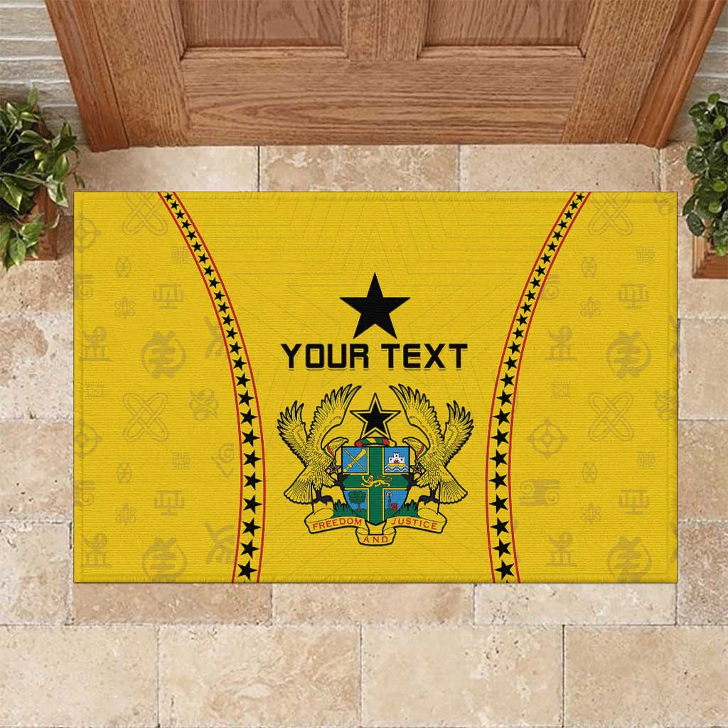 Custom Ghana Football Rubber Doormat Mix Adinkra Pattern