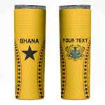 Custom Ghana Football Skinny Tumbler Mix Adinkra Pattern