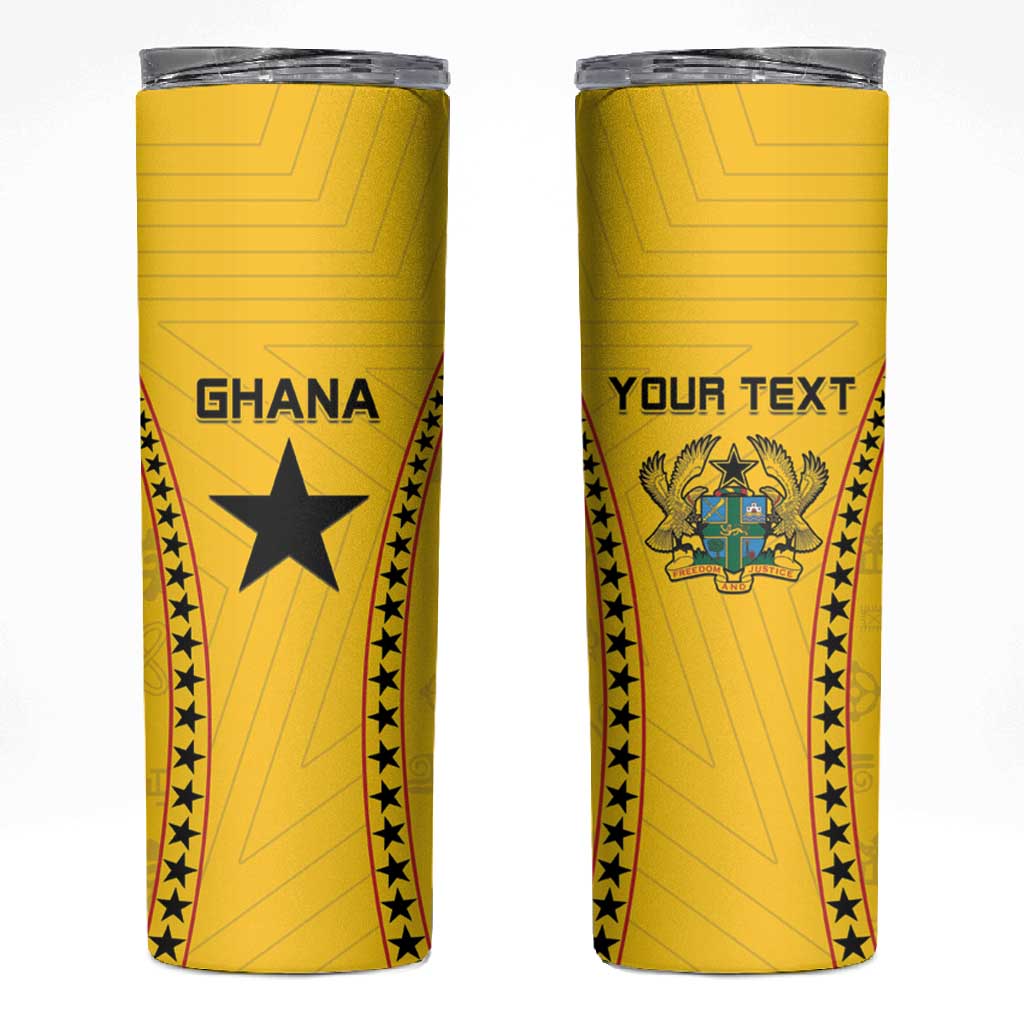 Custom Ghana Football Skinny Tumbler Mix Adinkra Pattern