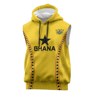 Custom Ghana Football Sleeveless Hoodie Mix Adinkra Pattern - African Pride