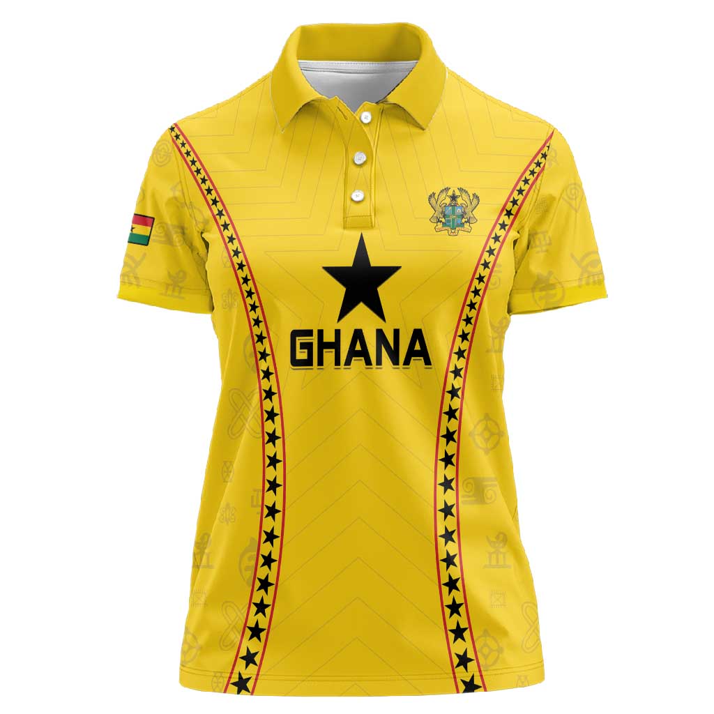 Custom Ghana Football Women Polo Shirt Mix Adinkra Pattern