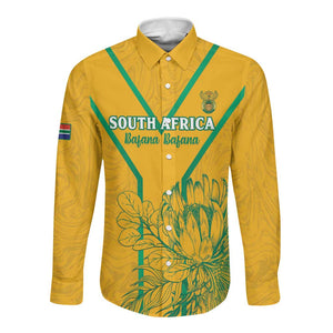 Custom Afro South Africa Soccer Long Sleeve Button Shirt Go Champions