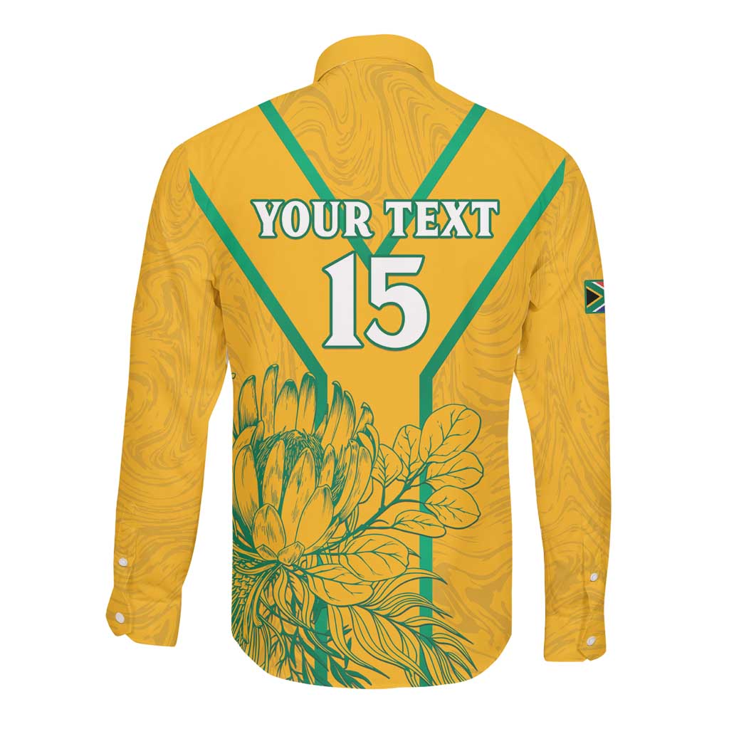 Custom Afro South Africa Soccer Long Sleeve Button Shirt Go Champions