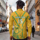 Custom Afro South Africa Soccer Long Sleeve Button Shirt Go Champions