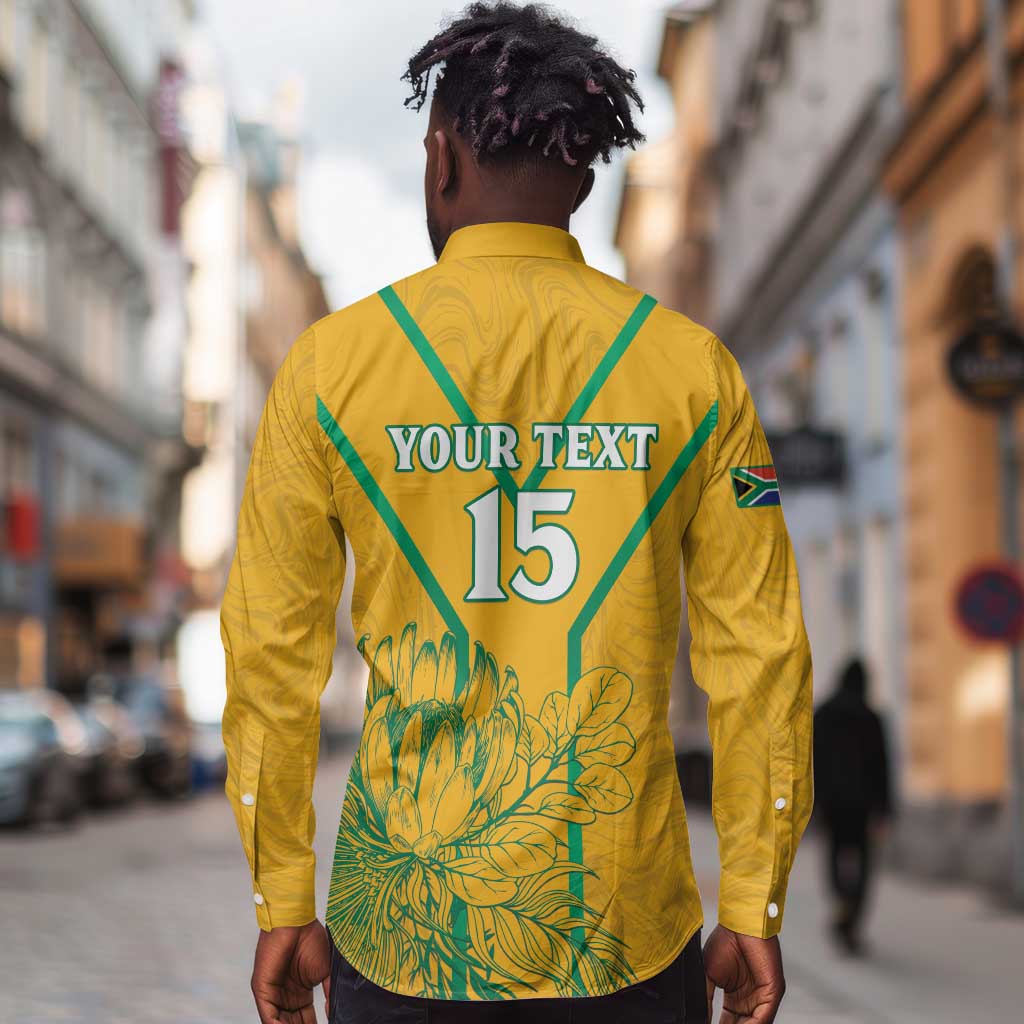 Custom Afro South Africa Soccer Long Sleeve Button Shirt Go Champions