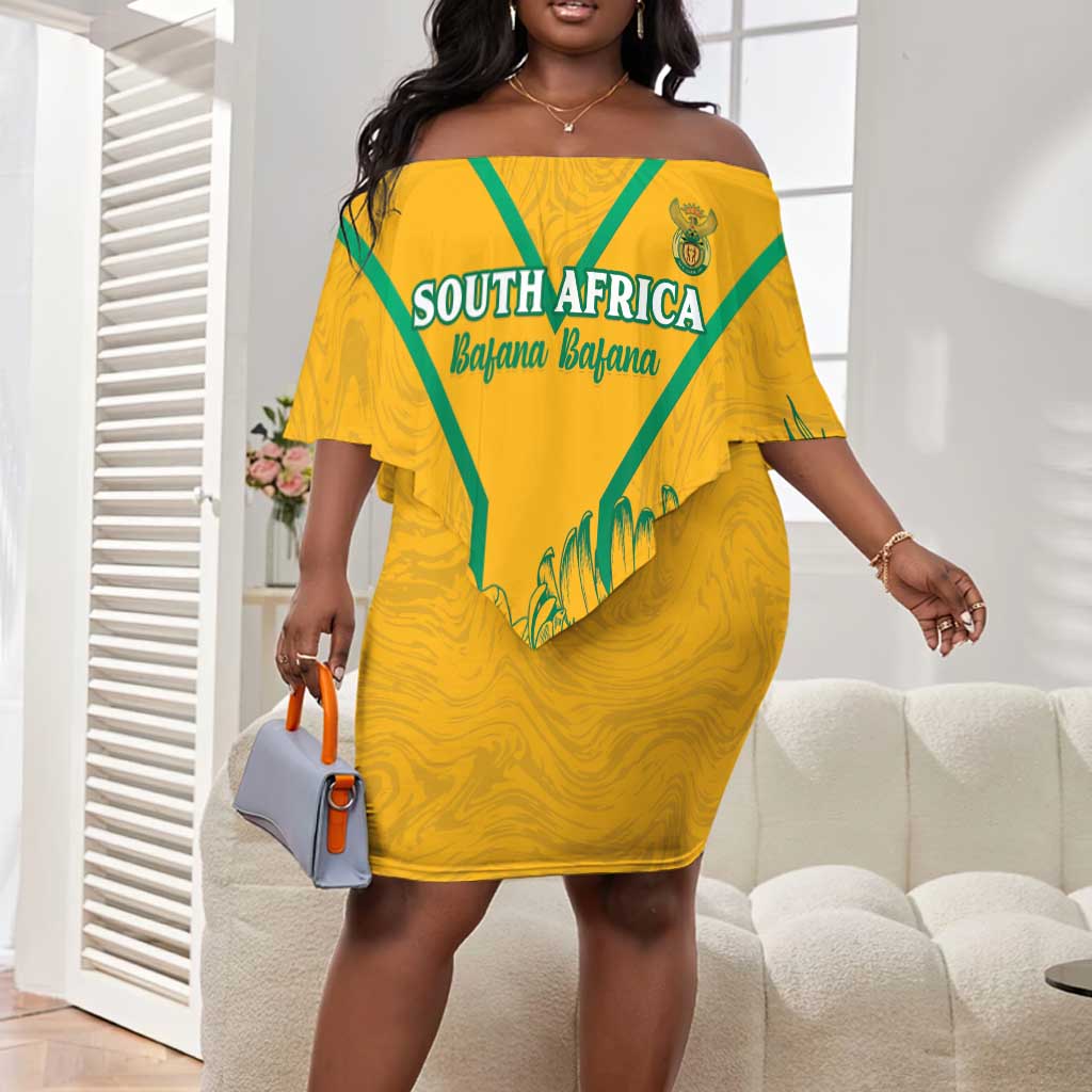 Custom Afro South Africa Soccer Off Shoulder Short Dress Go Champions