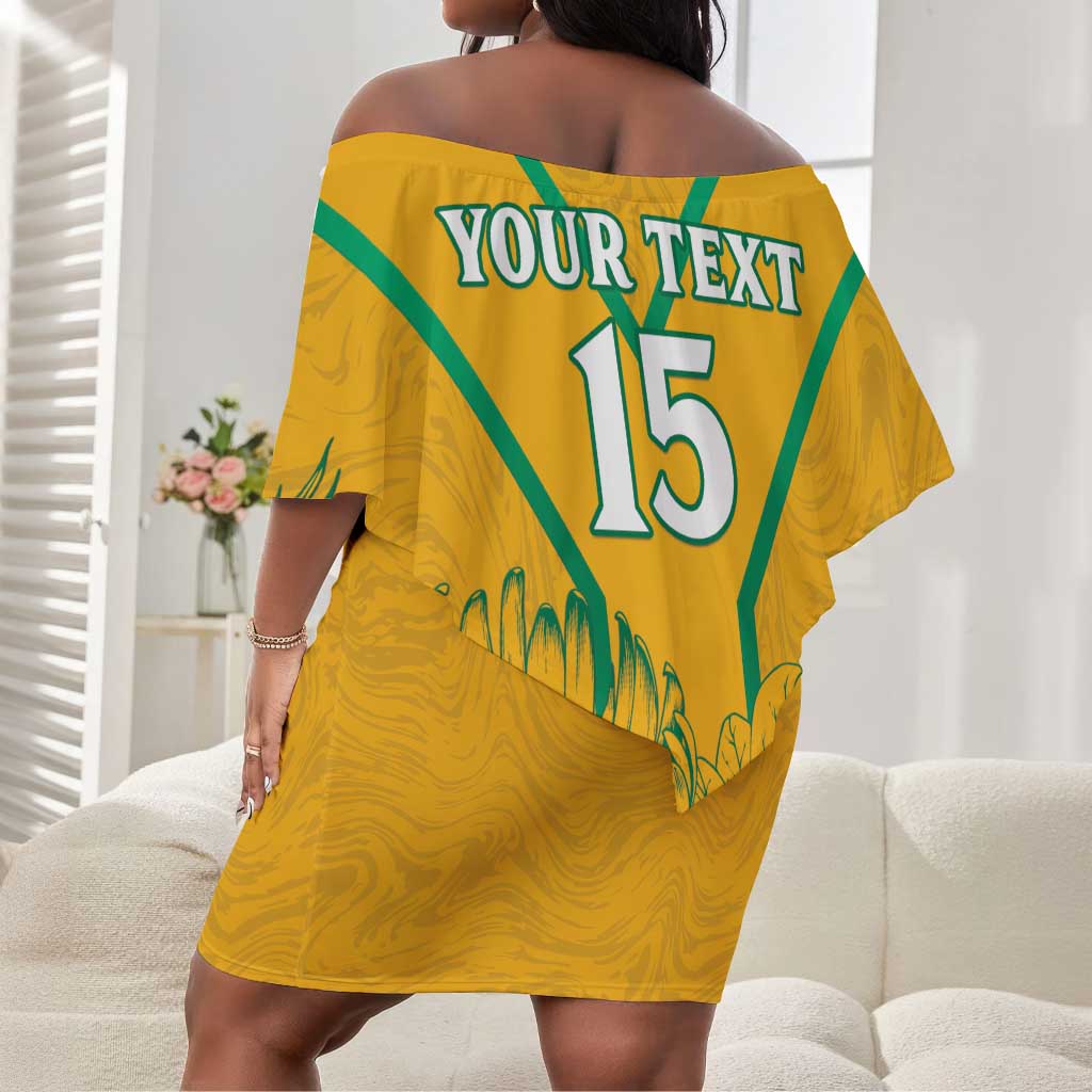 Custom Afro South Africa Soccer Off Shoulder Short Dress Go Champions