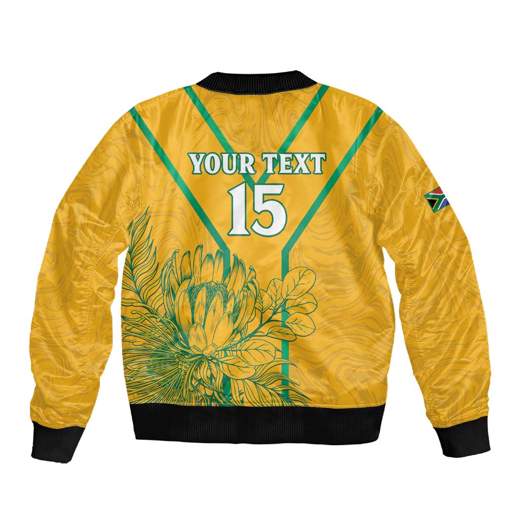 Custom Afro South Africa Soccer Sleeve Zip Bomber Jacket Go Champions