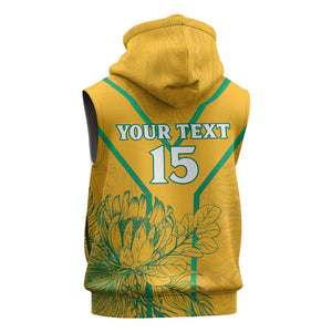 Custom Afro South Africa Soccer Sleeveless Zip Hoodie Go Champions - African Pride