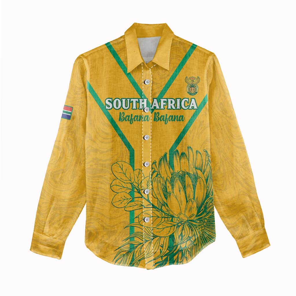 Custom Afro South Africa Soccer Women Casual Shirt Go Champions