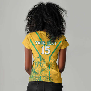 Custom Afro South Africa Soccer Women V-Neck T-Shirt Go Champions