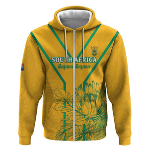 Custom Afro South Africa Soccer Zip Hoodie Go Champions