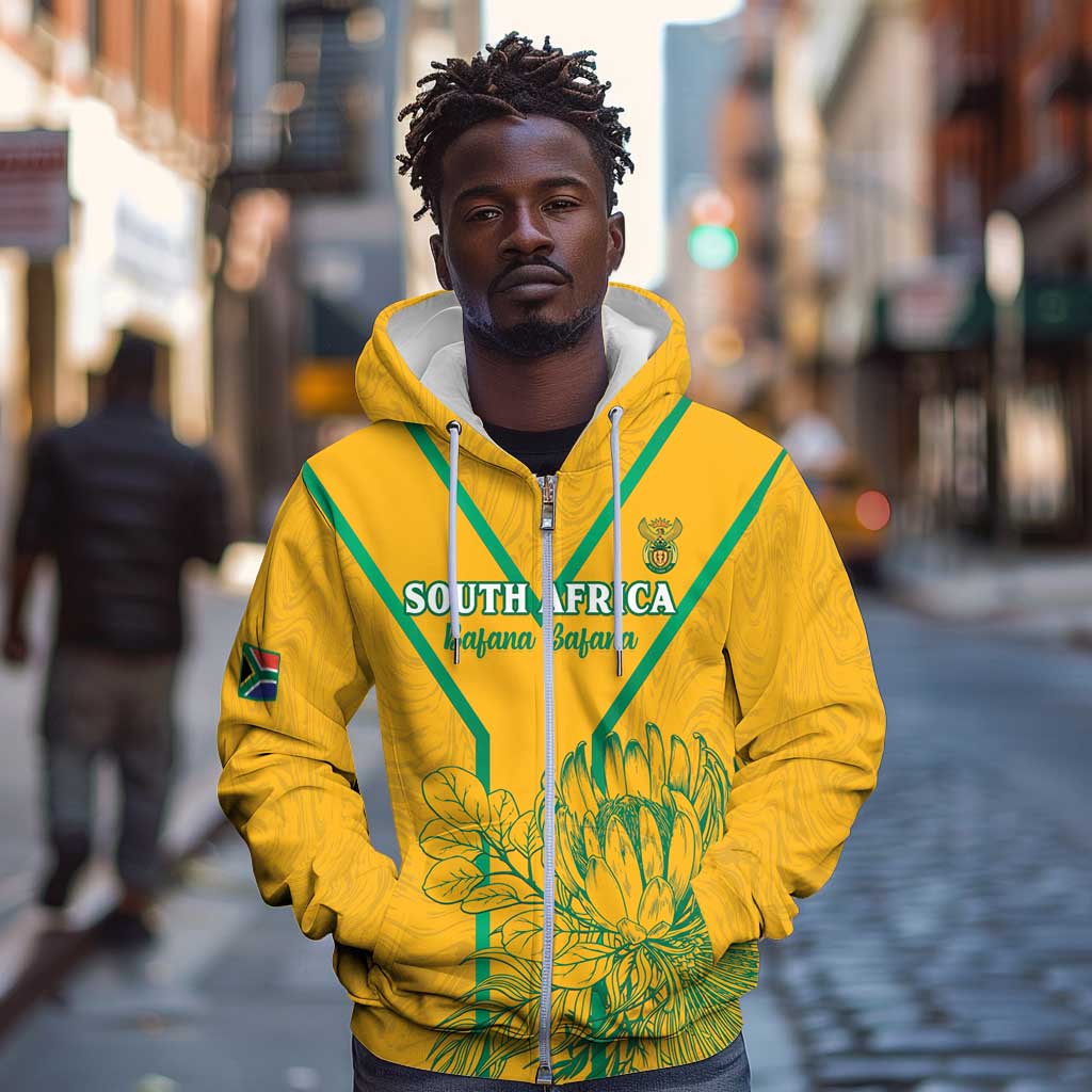 Custom Afro South Africa Soccer Zip Hoodie Go Champions