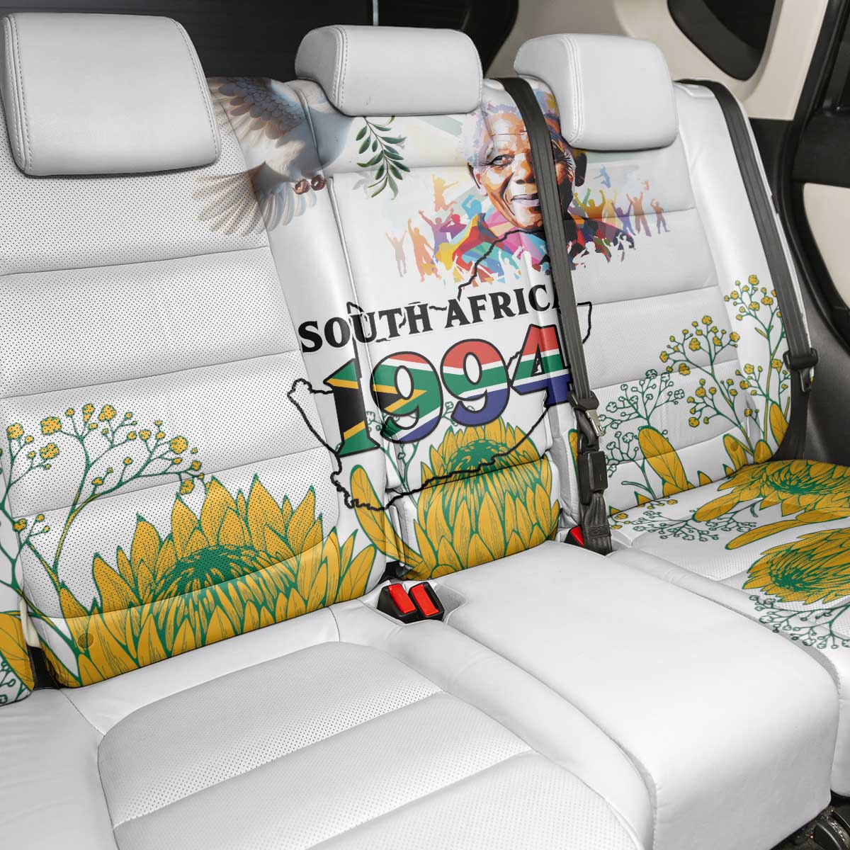 Afro South Africa Freedom Day Back Car Seat Cover Nelson Mandela