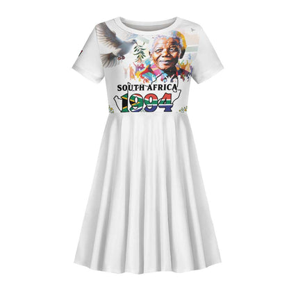 Afro South Africa Freedom Day Kid Short Sleeve Dress Nelson Mandela