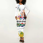 Afro South Africa Freedom Day Long Sleeve Bodycon Dress Nelson Mandela LT15