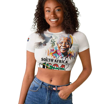 Afro South Africa Freedom Day Raglan Cropped T shirt Nelson Mandela