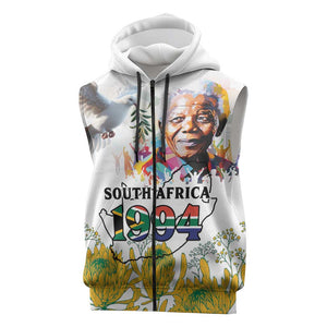 Afro South Africa Freedom Day Sleeveless Zip Hoodie Nelson Mandela - African Pride