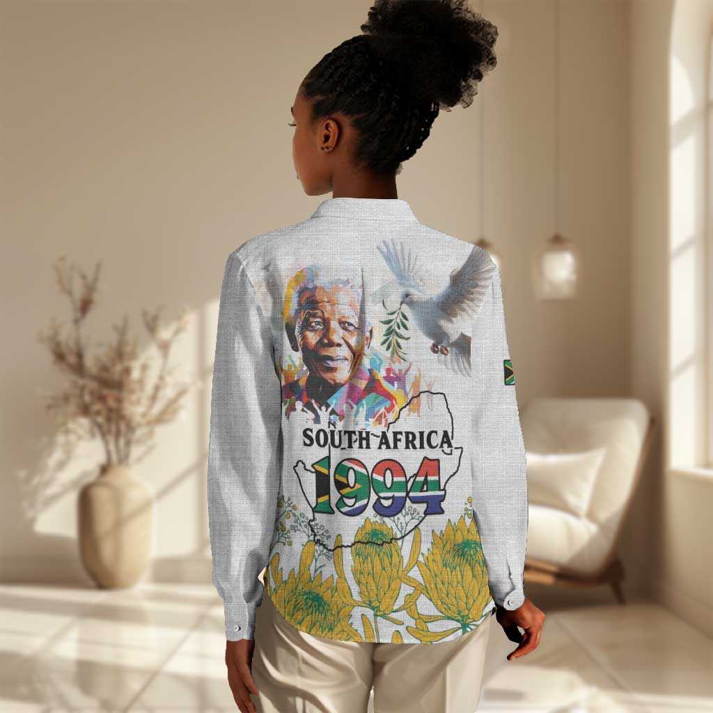 Afro South Africa Freedom Day Women Casual Shirt Nelson Mandela