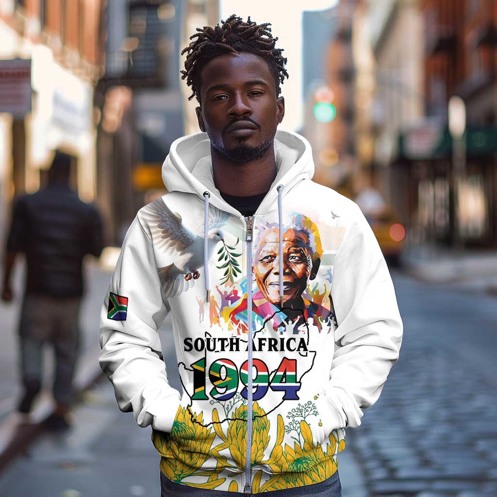 Afro South Africa Freedom Day Zip Hoodie Nelson Mandela