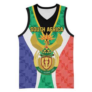 Personalised South Africa Basketball Jersey Coat Of Arms Flag Style LT15