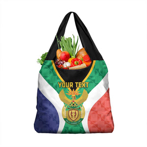 Personalised South Africa Grocery Bag Coat Of Arms Flag Style