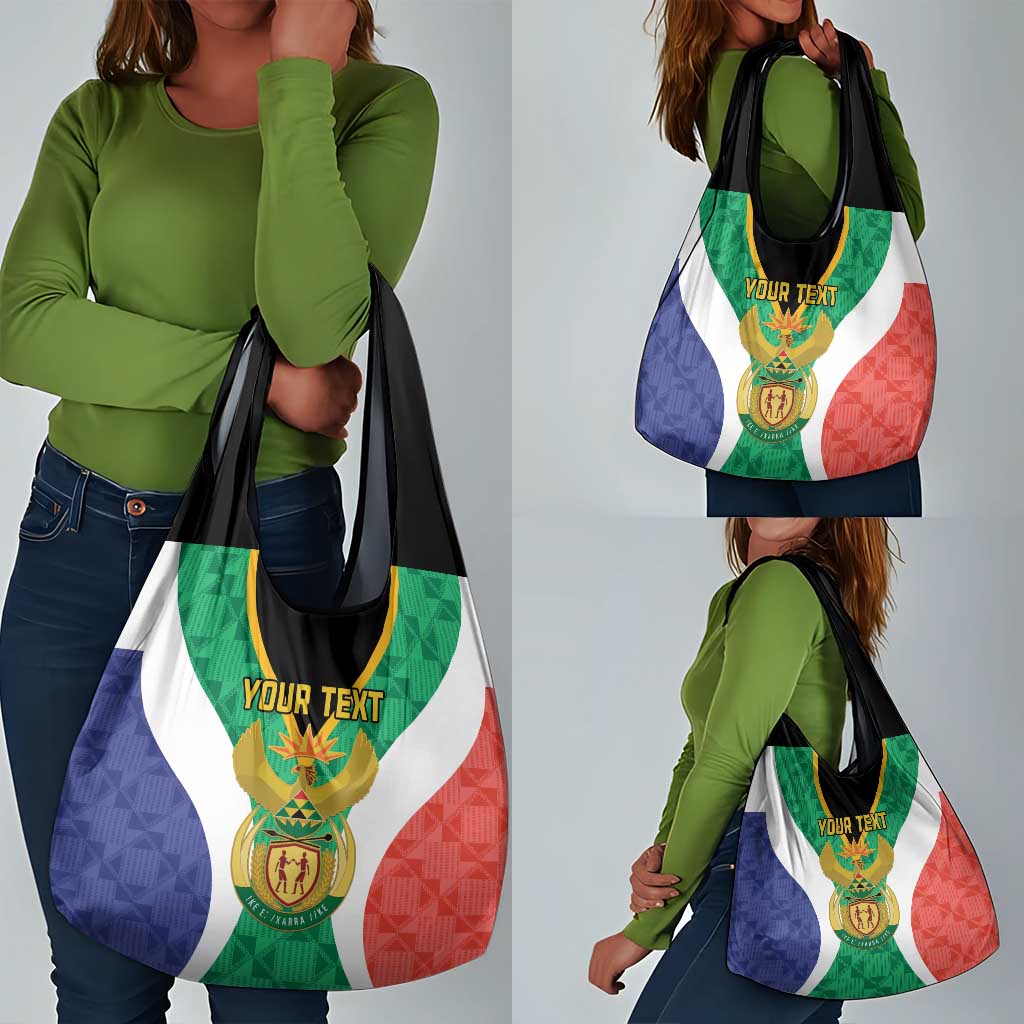 Personalised South Africa Grocery Bag Coat Of Arms Flag Style