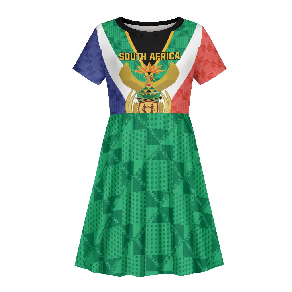 Personalised South Africa Kid Short Sleeve Dress Coat Of Arms Flag Style