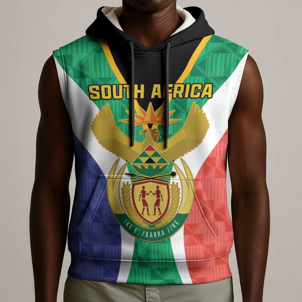 Personalised South Africa Sleeveless Hoodie Coat Of Arms Flag Style - African Pride
